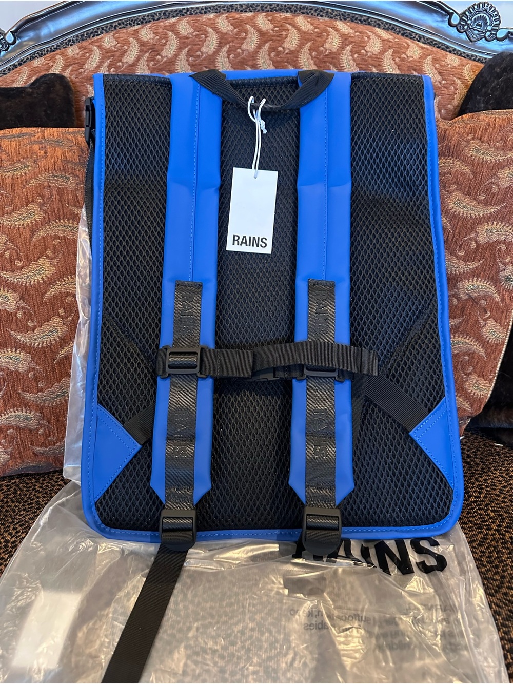 NWT RAINS Trail Roll-Top Backpack W3 Waterproof Color is Blue with Black Accents - Picture 9 of 12